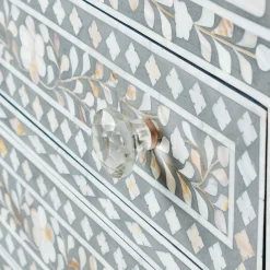 Classic Grey Mother of Pearl Large Bedside Table