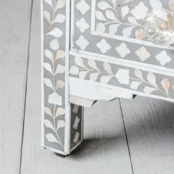 Classic Grey Mother of Pearl Large Bedside Table