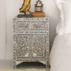 Classic Grey Mother of Pearl Bedside Table