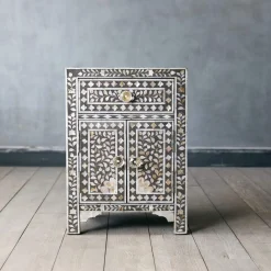 Classic Grey Mother of Pearl Bedside Table
