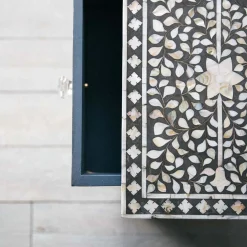Classic Grey Mother of Pearl Bedside Table