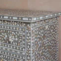 Classic Grey Mother of Pearl Small Double Chest of Drawers