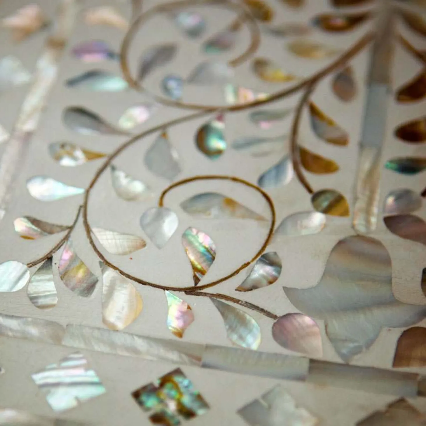 Classic White Mother of Pearl Bedside Table