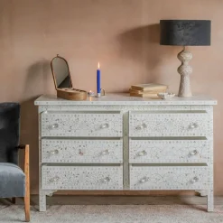 Classic White Mother of Pearl Small Double Chest of Drawers