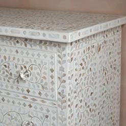Classic White Mother of Pearl Small Double Chest of Drawers