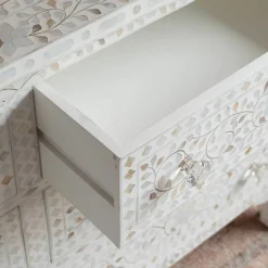 Classic White Mother of Pearl Small Double Chest of Drawers