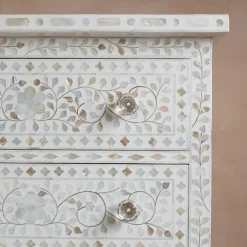 Classic White Mother of Pearl Small Double Chest of Drawers
