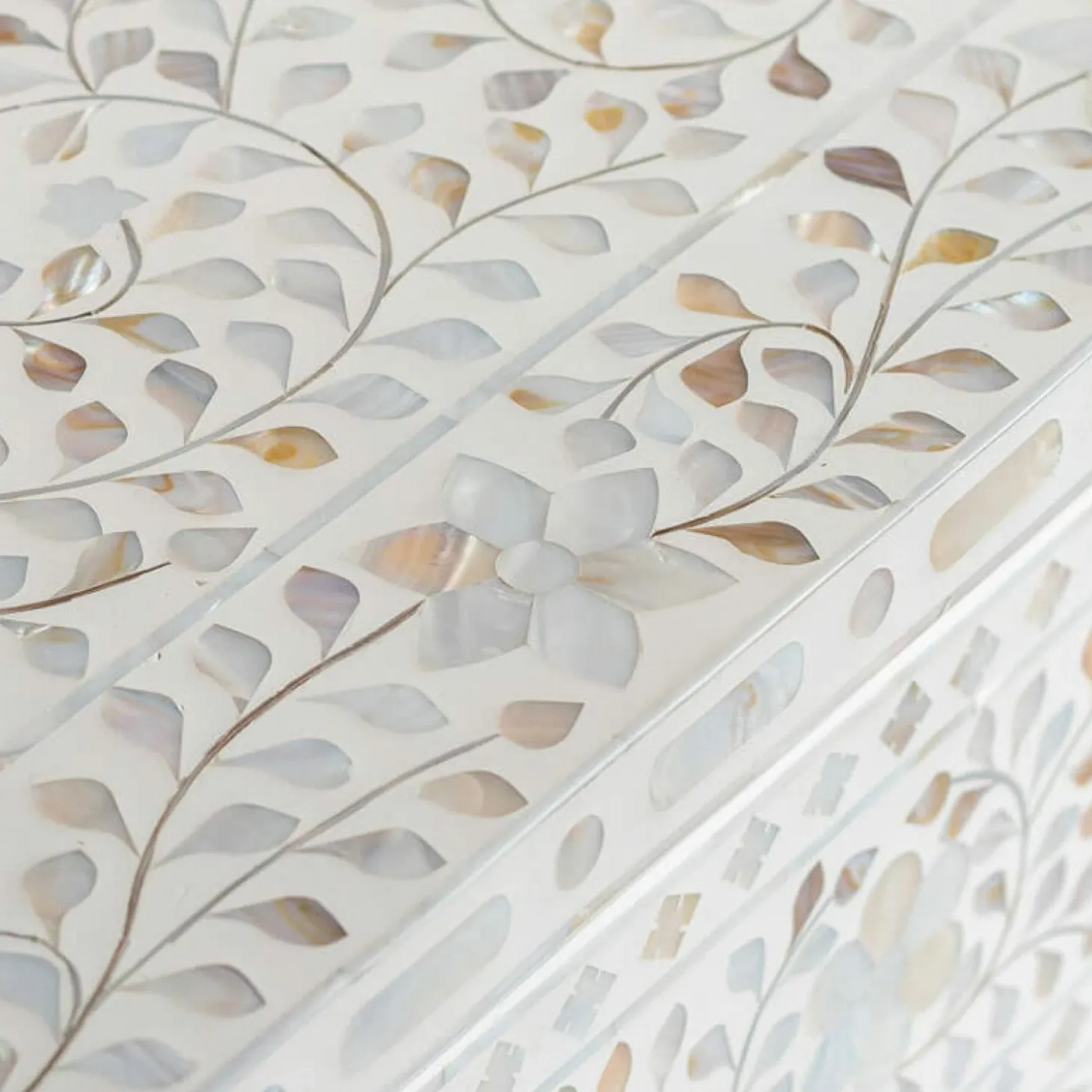Classic White Mother of Pearl Small Double Chest of Drawers
