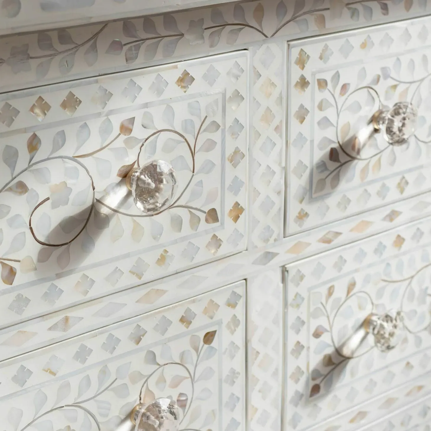 Classic White Mother of Pearl Small Double Chest of Drawers