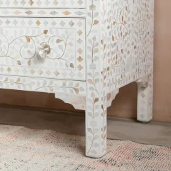 Classic White Mother of Pearl Small Double Chest of Drawers