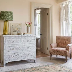 Classic White Mother of Pearl Chest of Drawers