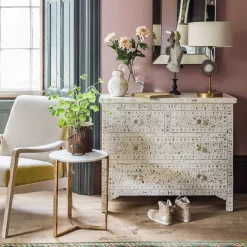 Classic White Mother of Pearl Chest of Drawers