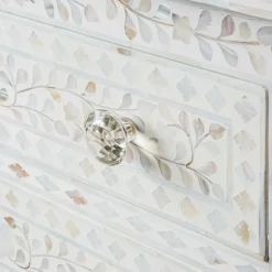 Classic White Mother of Pearl Large Bedside Table