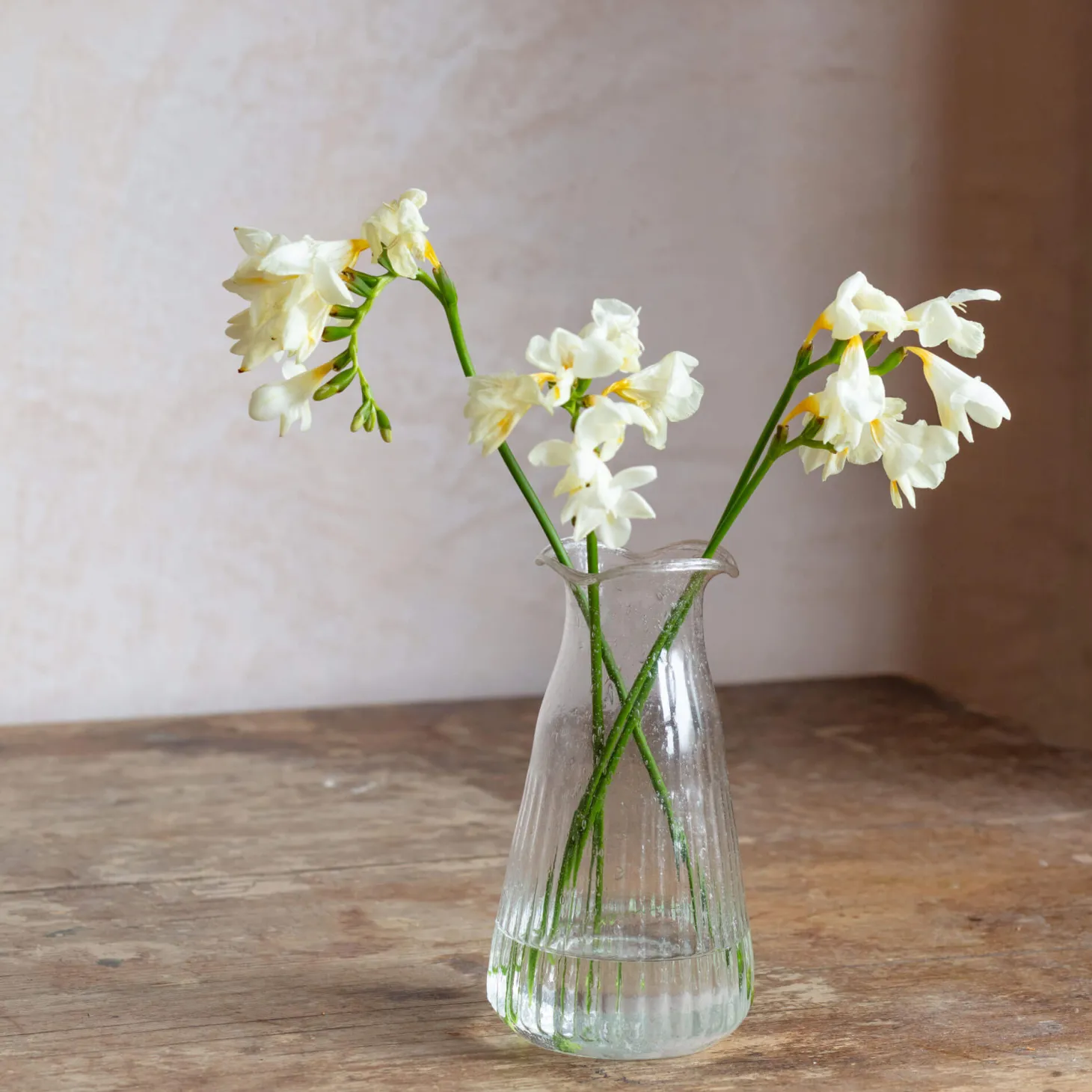 Clear Fluted Glass Vase