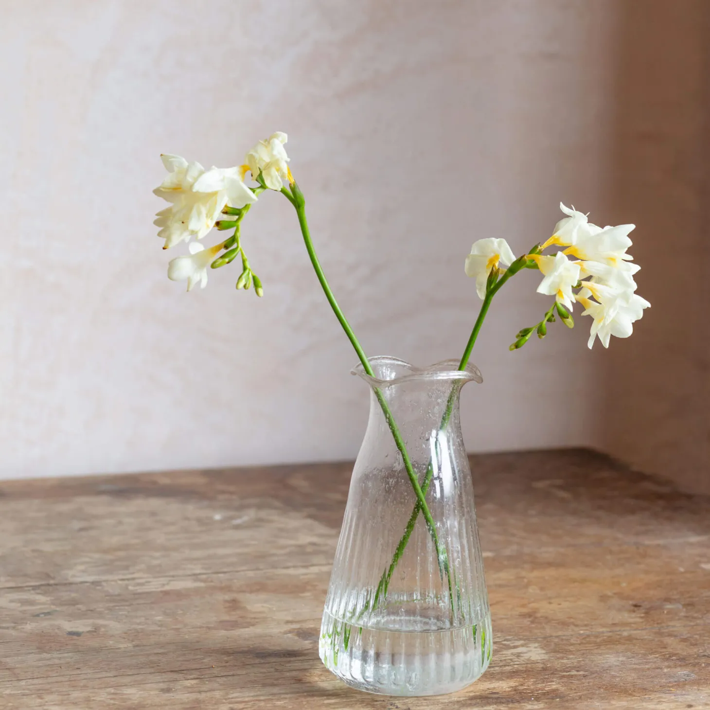 Clear Fluted Glass Vase