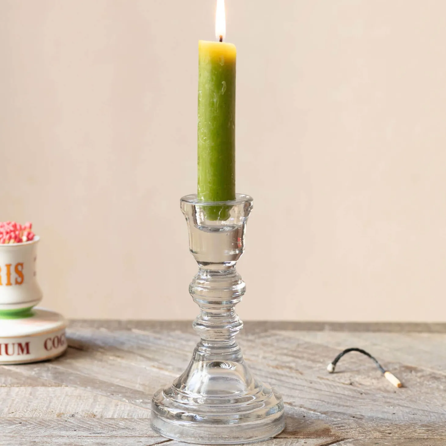 Clear Glass Candle Holder