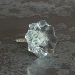 Clear Glass Floral Knob