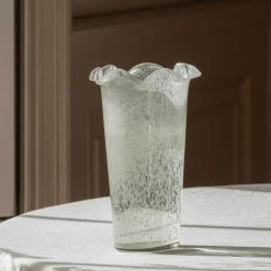 Clear Glass Ruffle Vase