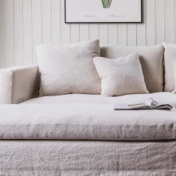 Clementine Natural Belgian Linen Three Seater Sofa