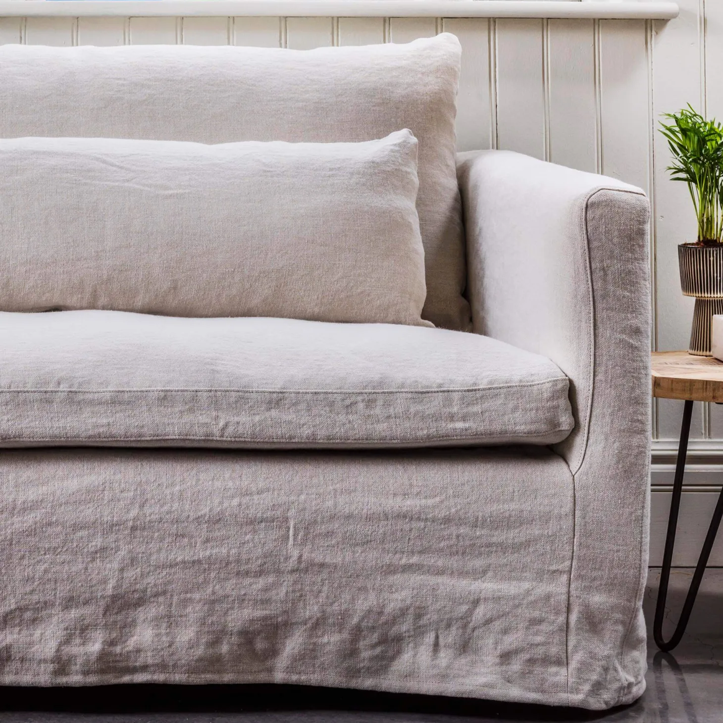 Clementine Natural Belgian Linen Three Seater Sofa