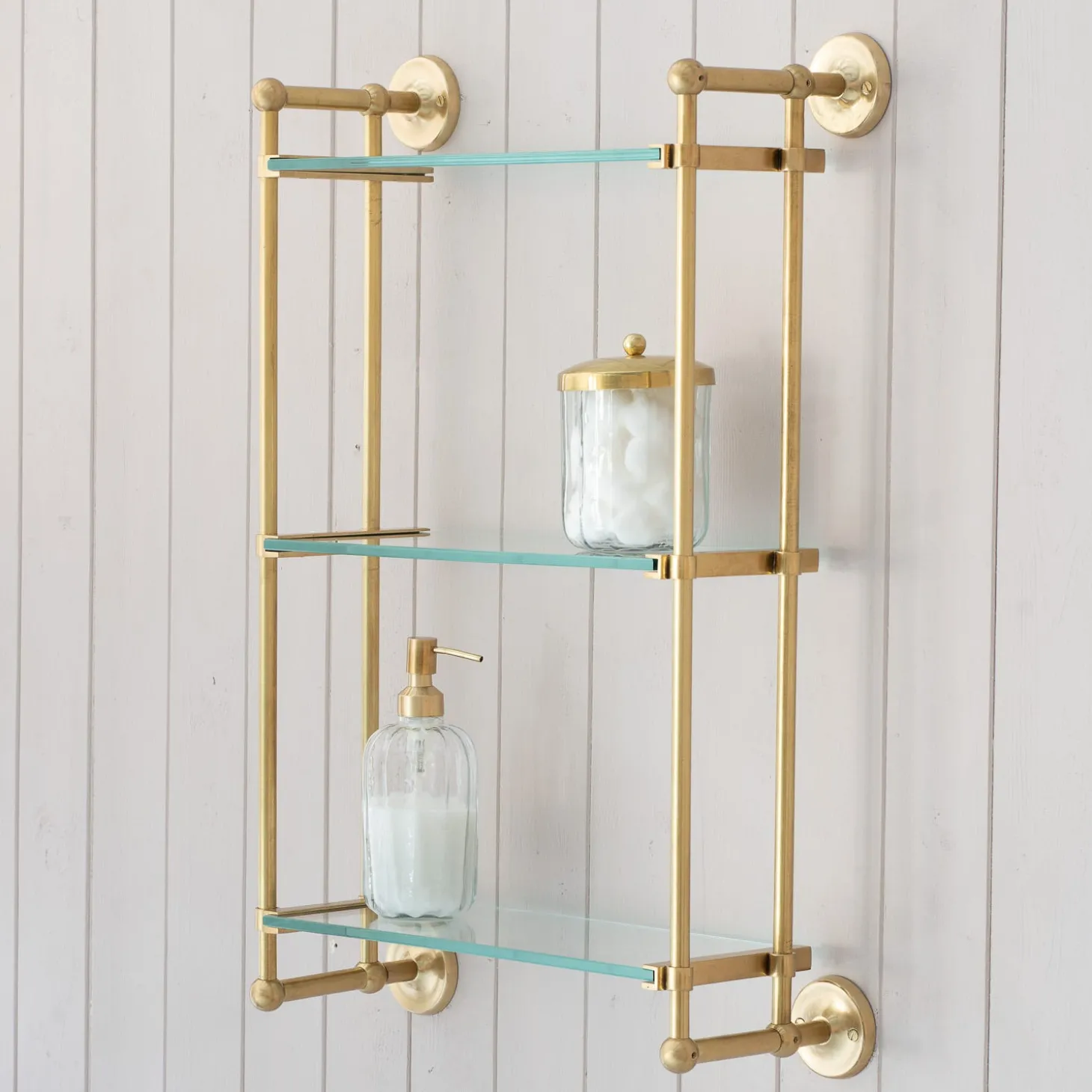 Colette Antique Gold Three Tier Wall Shelves