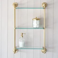 Colette Antique Gold Three Tier Wall Shelves