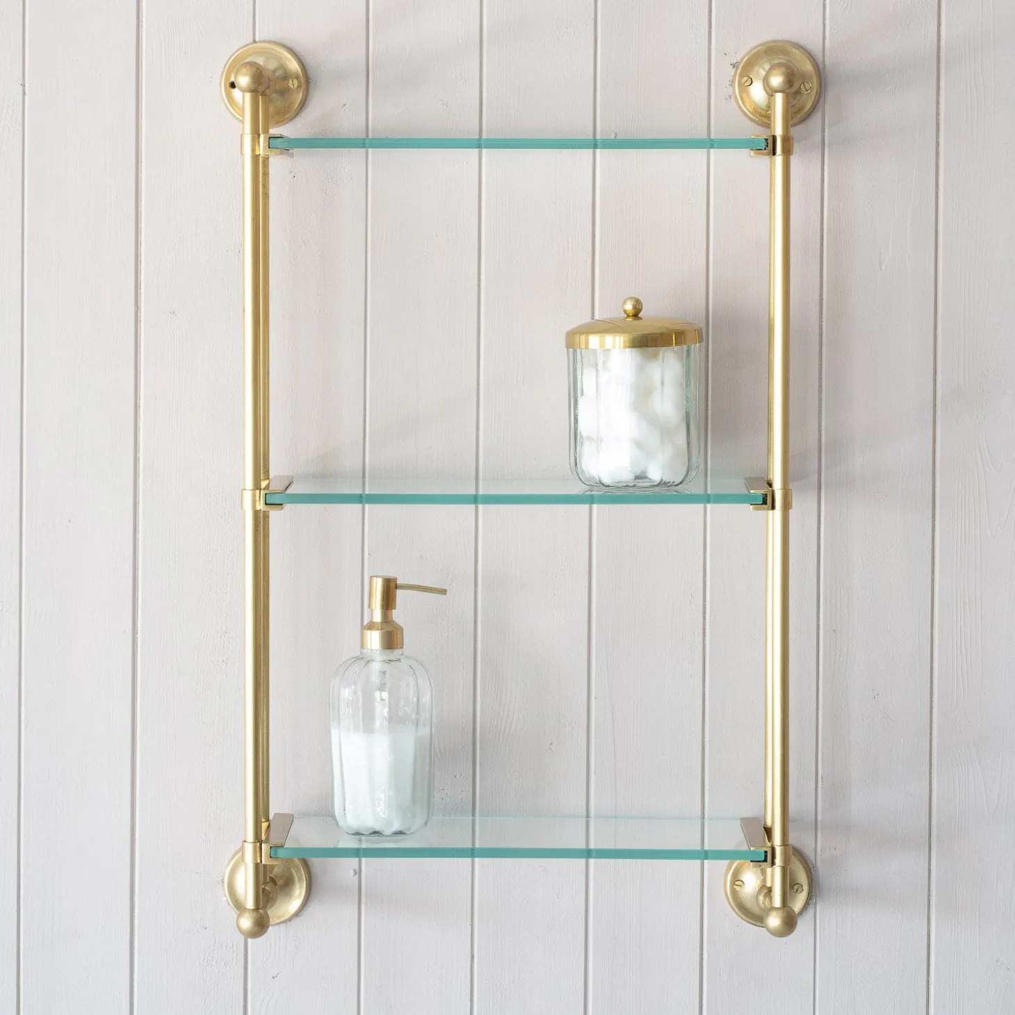 Colette Antique Gold Three Tier Wall Shelves