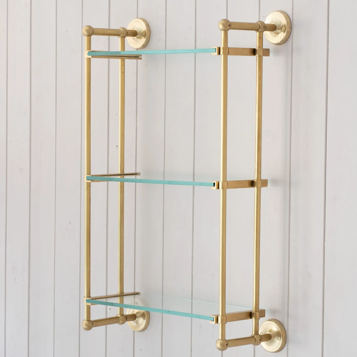 Colette Antique Gold Three Tier Wall Shelves