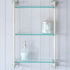 Colette Antique Silver Three Tier Wall Shelves