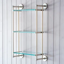 Colette Antique Silver Three Tier Wall Shelves
