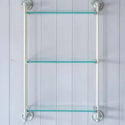 Colette Antique Silver Three Tier Wall Shelves