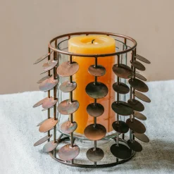 Copper Circles Tea Light Holder