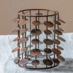 Copper Circles Tea Light Holder