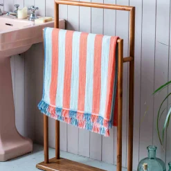 Coral Pop Stripe Turkish Beach Towel Wrap