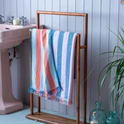 Coral Pop Stripe Turkish Beach Towel Wrap
