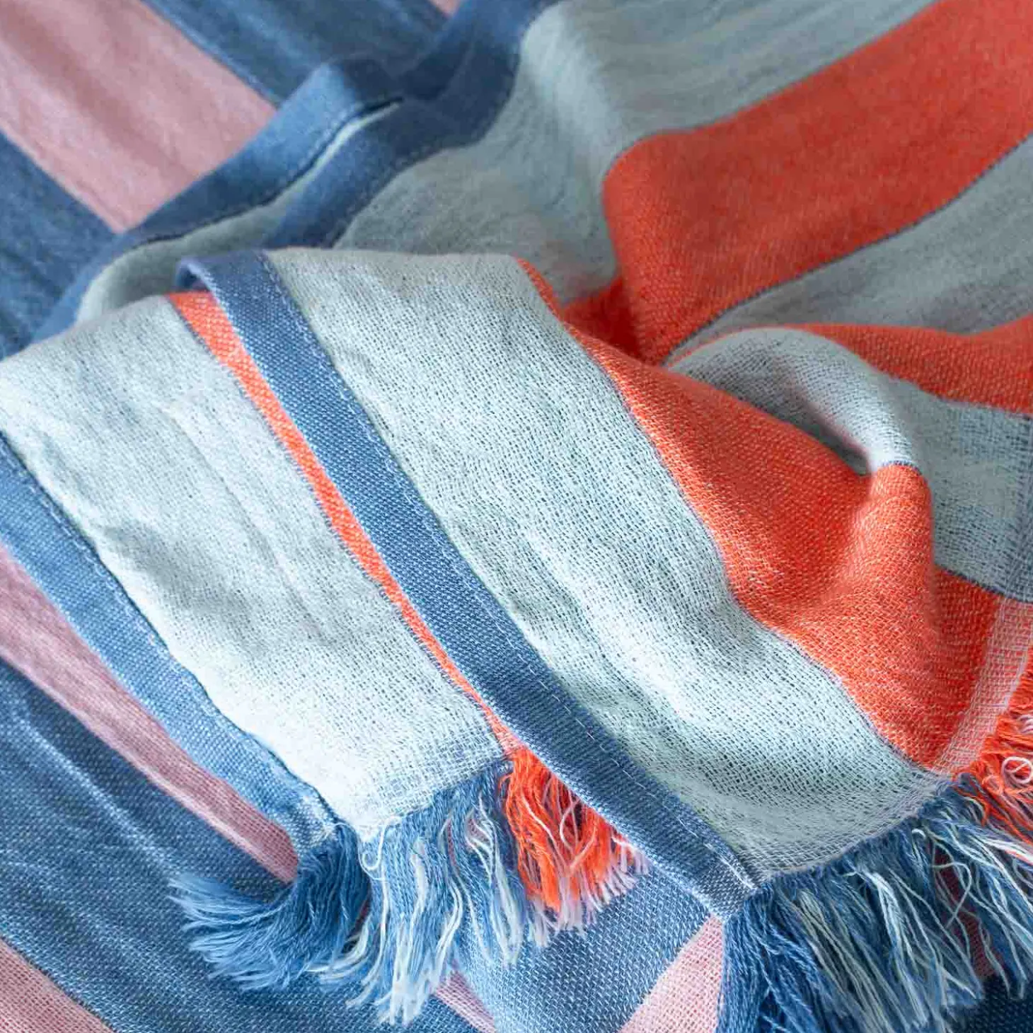 Coral Pop Stripe Turkish Beach Towel Wrap