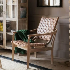 Corey Woven Leather Armchair