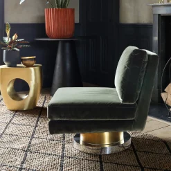 Corinne Green Velvet Swivel Chair