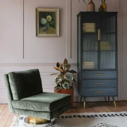 Corinne Green Velvet Swivel Chair