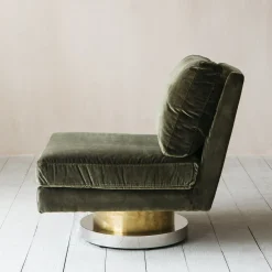 Corinne Green Velvet Swivel Chair