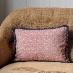 Cotton Block Printed Rectangular Cushions with tassel trim