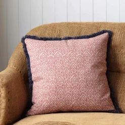 Cotton Block Printed Square Cushions with tassel trim