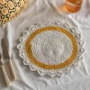 Cream and Mustard Crochet Round Placemat