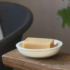 Cream Ceramic Two-Part Soap Dish