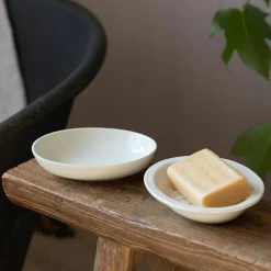 Cream Ceramic Two-Part Soap Dish