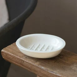 Cream Ceramic Two-Part Soap Dish