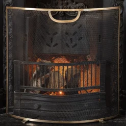 Curved Brass Fire Screen