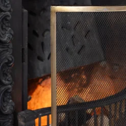 Curved Brass Fire Screen