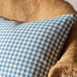 Dark Blue Gingham Square Cushion