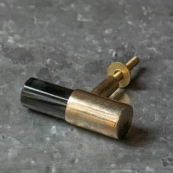 Dark Purple Glass and Brass Knob
